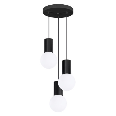 Lampa wisząca Halo Sollux - Ryflowana, Szklane Kule, Biały/Czarny