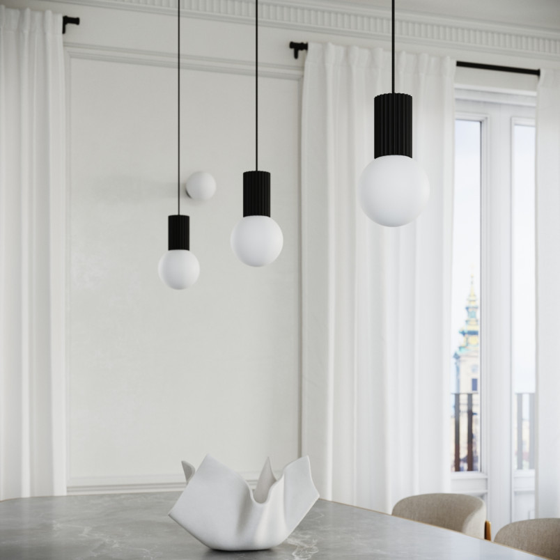 Lampa stołowa ryflowana Halo Sollux | Biały/Czarny | Kup online