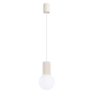 Lampa wisząca Halo Sollux - Ryflowana kula, biały/beżowy