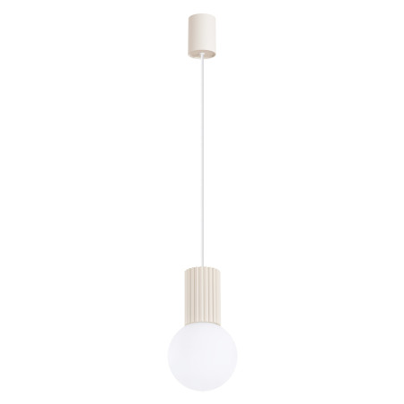 Lampa wisząca Halo Sollux - Ryflowana kula, biały/beżowy