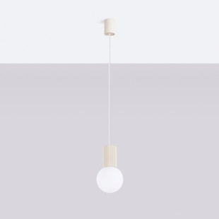 Lampa wisząca Halo Sollux - Ryflowana kula, biały/beżowy