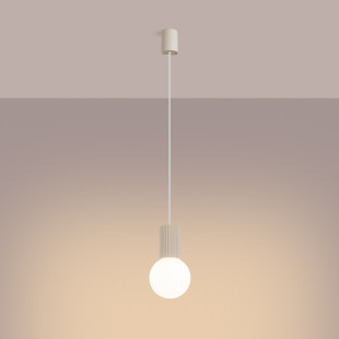 Lampa wisząca Halo Sollux - Ryflowana kula, biały/beżowy