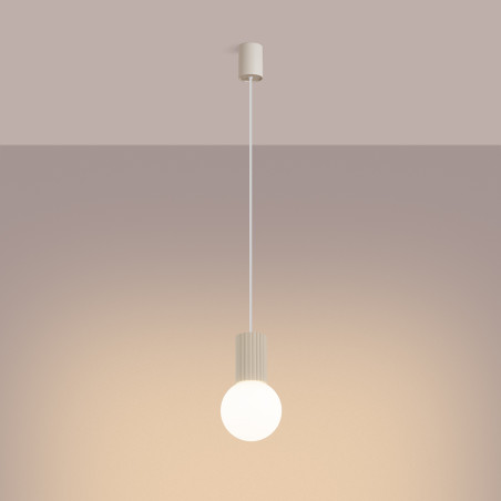 Lampa wisząca Halo Sollux - Ryflowana kula, biały/beżowy