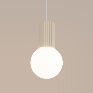 Lampa wisząca Halo Sollux - Ryflowana kula, biały/beżowy