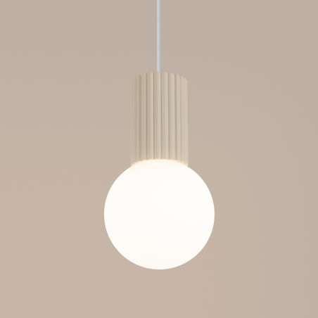 Lampa wisząca Halo Sollux - Ryflowana kula, biały/beżowy