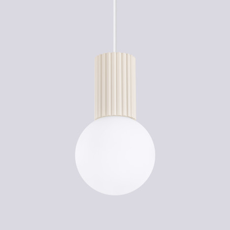 Lampa wisząca Halo Sollux - Ryflowana kula, biały/beżowy