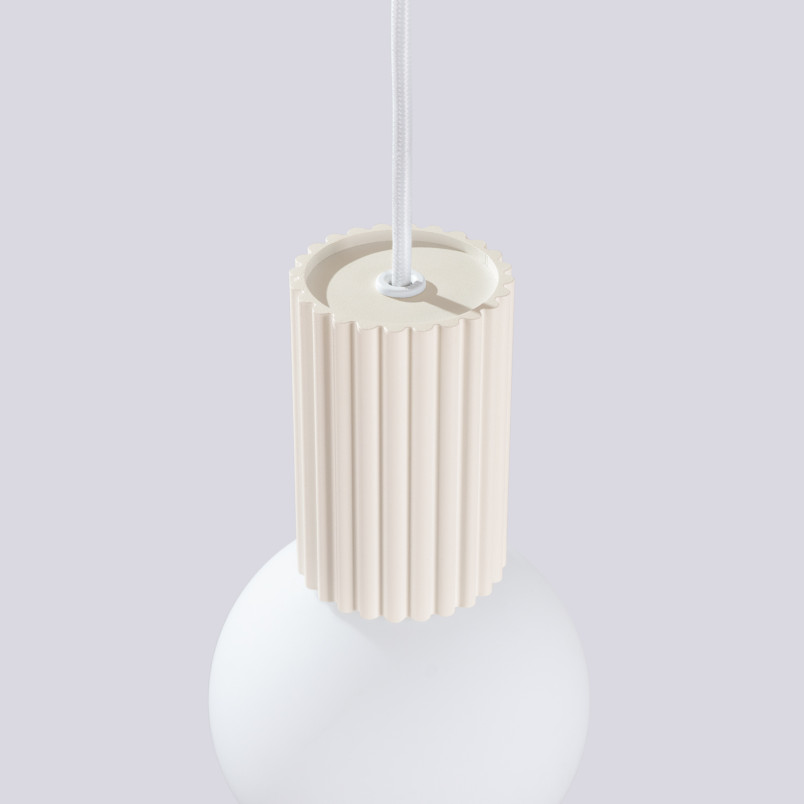 Lampa wisząca Halo Sollux - Ryflowana kula, biały/beżowy