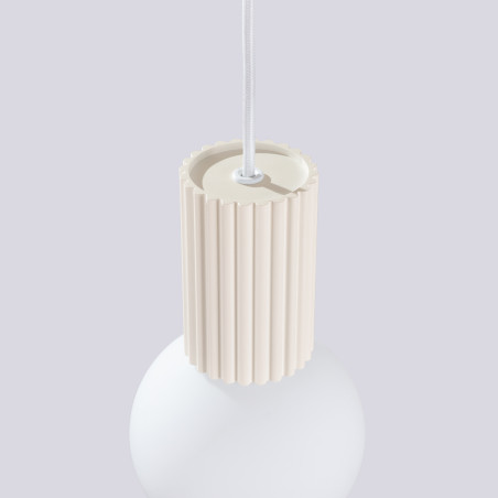 Lampa wisząca Halo Sollux - Ryflowana kula, biały/beżowy