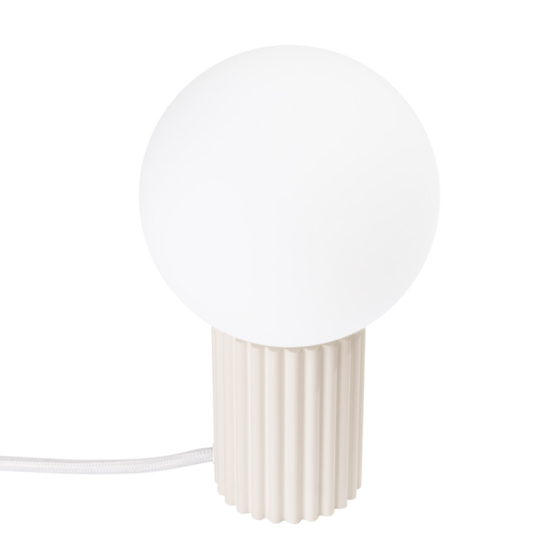 Lampa stołowa Sollux Halo - Ryflowana, szklana kule, biały/beżowy