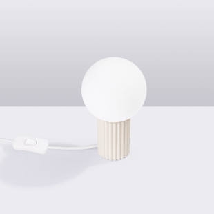 Lampa stołowa Sollux Halo - Ryflowana, szklana kule, biały/beżowy