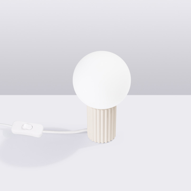 Lampa stołowa Sollux Halo - Ryflowana, szklana kule, biały/beżowy