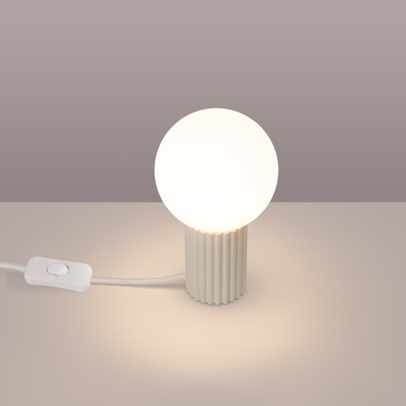 Lampa stołowa Sollux Halo - Ryflowana, szklana kule, biały/beżowy