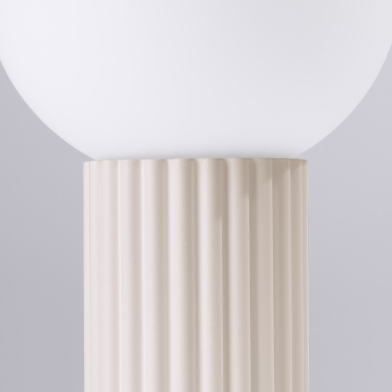 Lampa stołowa Sollux Halo - Ryflowana, szklana kule, biały/beżowy