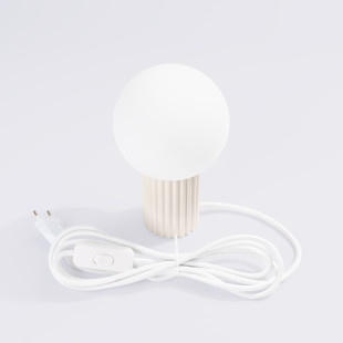 Lampa stołowa Sollux Halo - Ryflowana, szklana kule, biały/beżowy