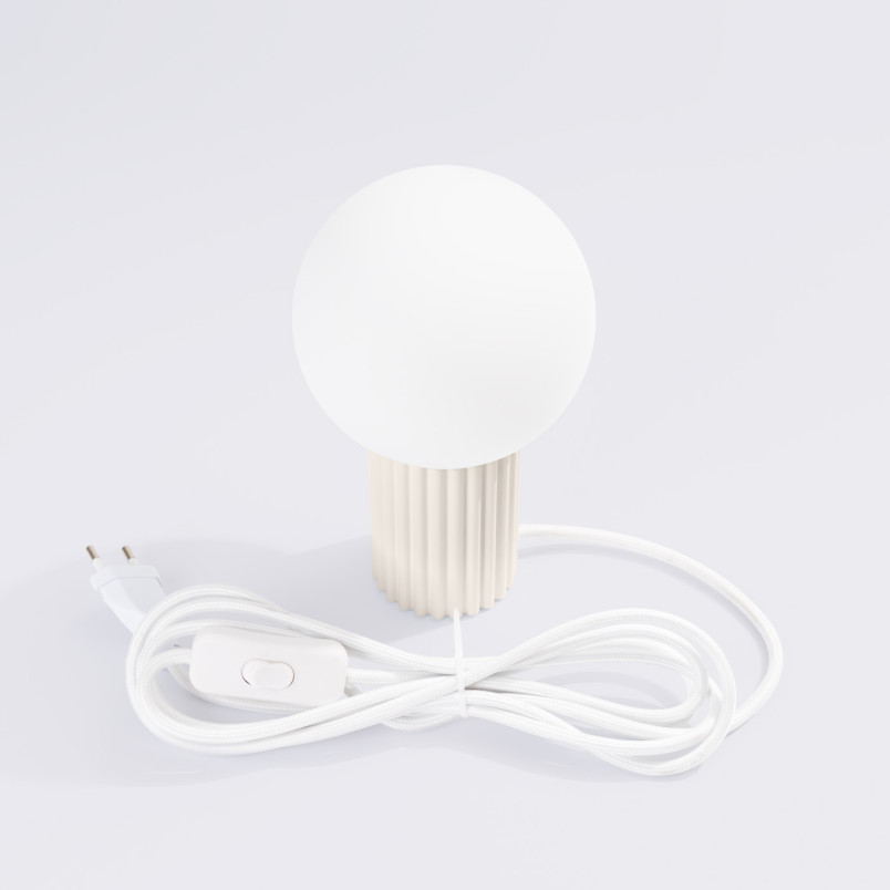 Lampa stołowa Sollux Halo - Ryflowana, szklana kule, biały/beżowy
