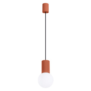 Lampa wisząca HALO Sollux - Ryflowana kula, biały/czerwony
