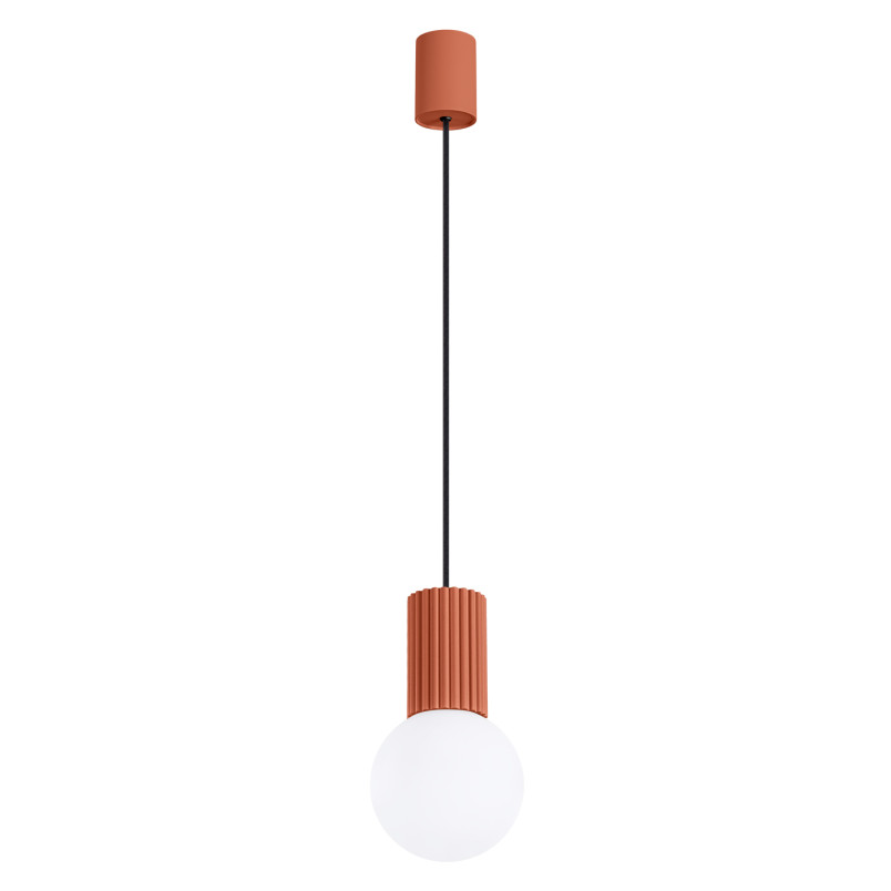 Lampa wisząca HALO Sollux - Ryflowana kula, biały/czerwony