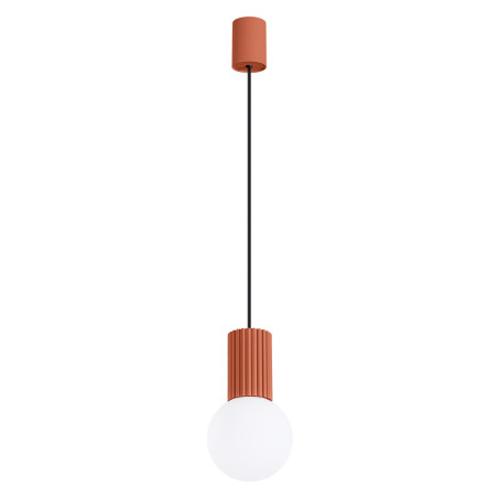 Lampa wisząca HALO Sollux - Ryflowana kula, biały/czerwony