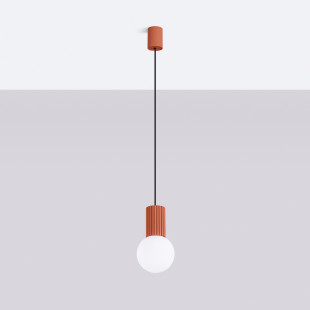 Lampa wisząca HALO Sollux - Ryflowana kula, biały/czerwony