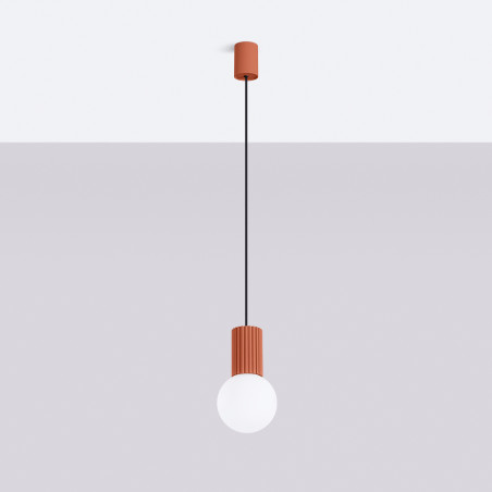 Lampa wisząca HALO Sollux - Ryflowana kula, biały/czerwony