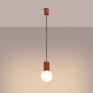 Lampa wisząca HALO Sollux - Ryflowana kula, biały/czerwony