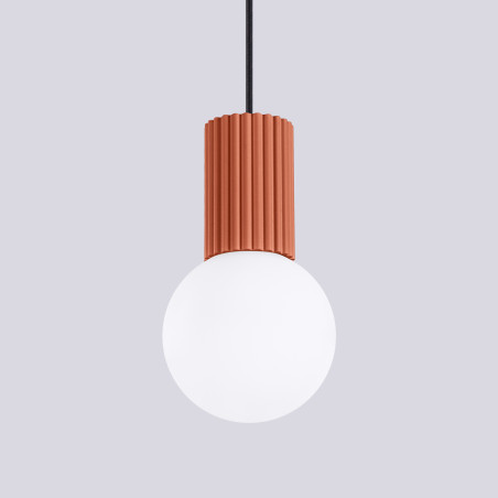 Lampa wisząca HALO Sollux - Ryflowana kula, biały/czerwony
