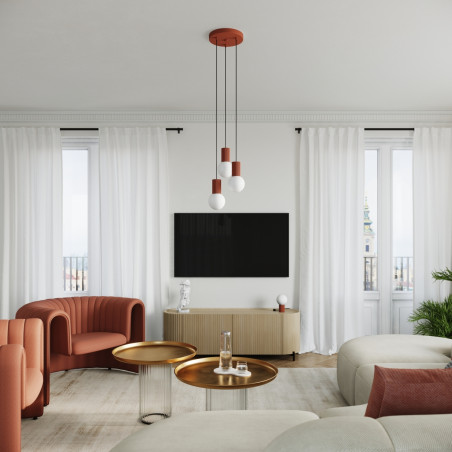 Lampa wisząca HALO Sollux - Ryflowana kula, biały/czerwony