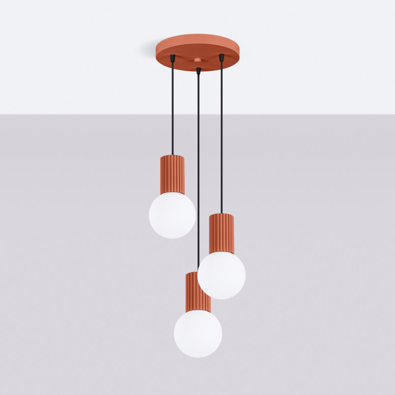 Lampa wisząca Sollux Halo: Ryflowana, szklane kule, 3 punkty