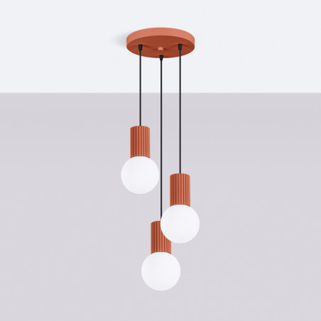 Lampa wisząca Sollux Halo: Ryflowana, szklane kule, 3 punkty