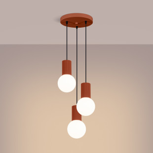 Lampa wisząca Sollux Halo: Ryflowana, szklane kule, 3 punkty