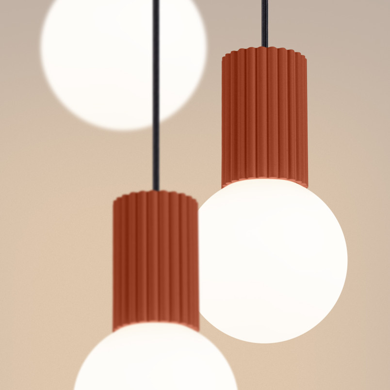 Lampa wisząca Sollux Halo: Ryflowana, szklane kule, 3 punkty