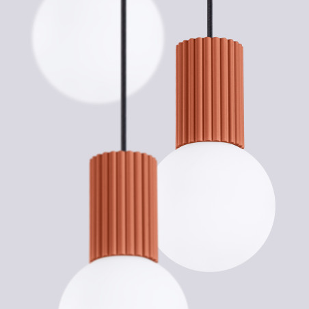 Lampa wisząca Sollux Halo: Ryflowana, szklane kule, 3 punkty