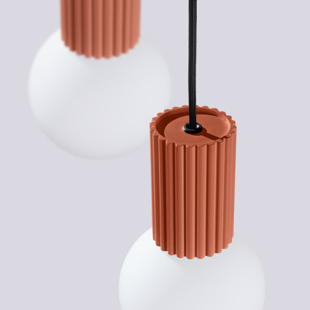 Lampa wisząca Sollux Halo: Ryflowana, szklane kule, 3 punkty