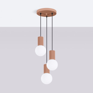 Lampa wisząca Halo Sollux | Ryflowana, 3 punkty, biały/mocca