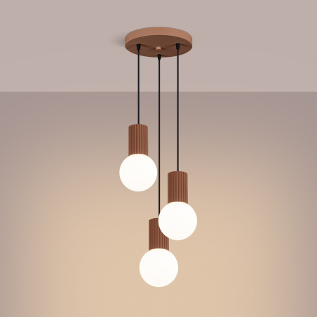 Lampa wisząca Halo Sollux | Ryflowana, 3 punkty, biały/mocca