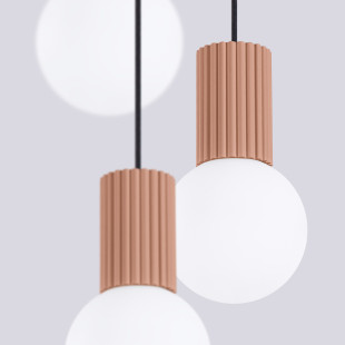 Lampa wisząca Halo Sollux | Ryflowana, 3 punkty, biały/mocca