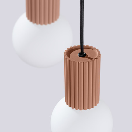 Lampa wisząca Halo Sollux | Ryflowana, 3 punkty, biały/mocca
