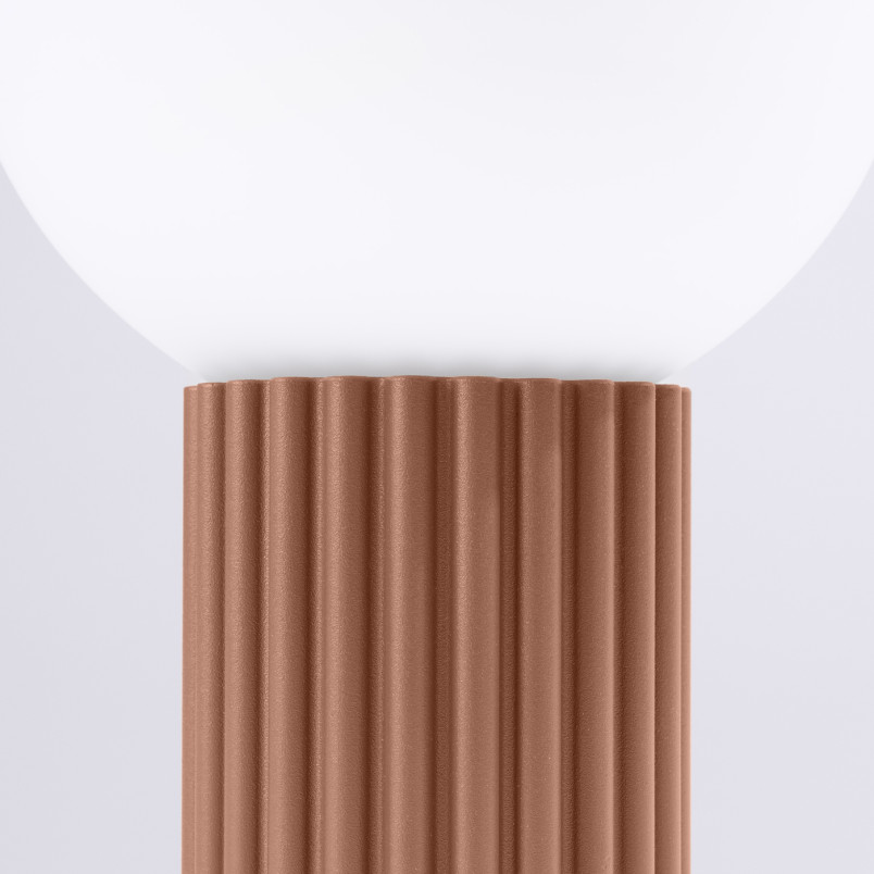 Lampa stołowa Sollux Halo | Ryflowana, szklana kula | Biały/Mocca