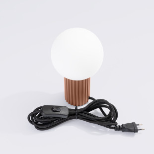 Lampa stołowa Sollux Halo | Ryflowana, szklana kula | Biały/Mocca