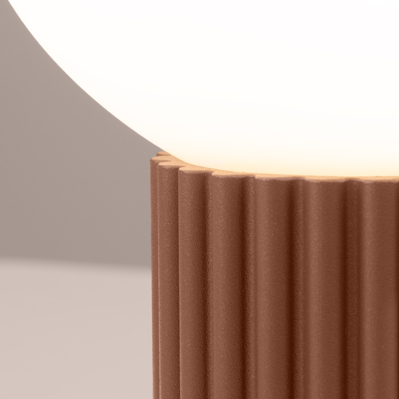 Lampa stołowa Sollux Halo | Ryflowana, szklana kula | Biały/Mocca