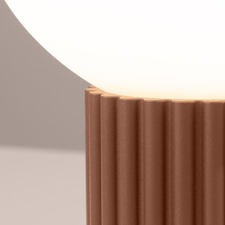 Lampa stołowa Sollux Halo | Ryflowana, szklana kula | Biały/Mocca