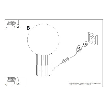 Lampa stołowa Sollux Halo | Ryflowana, szklana kula | Biały/Mocca