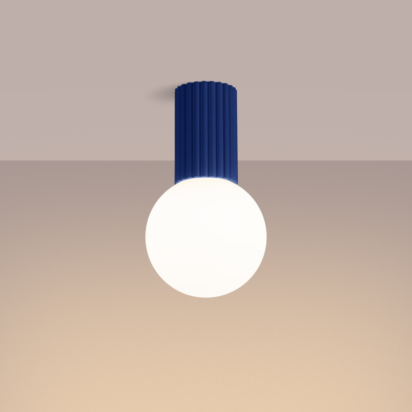 Plafon LED Sollux Halo ryflowany, ultramaryna | Sklep z lampami