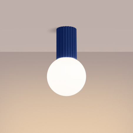 Plafon LED Sollux Halo ryflowany, ultramaryna | Sklep z lampami