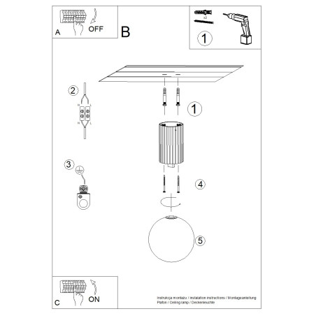 Plafon LED Sollux Halo ryflowany, ultramaryna | Sklep z lampami