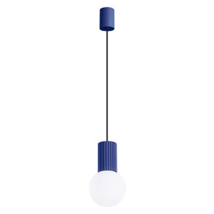 Lampa wisząca Halo Sollux - Ryflowana kula, biały/ultramaryna