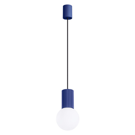 Lampa wisząca Halo Sollux - Ryflowana kula, biały/ultramaryna