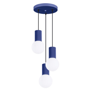 Lampa wisząca Halo Sollux | 3 punkty, szklane kule, biały/ultramaryna