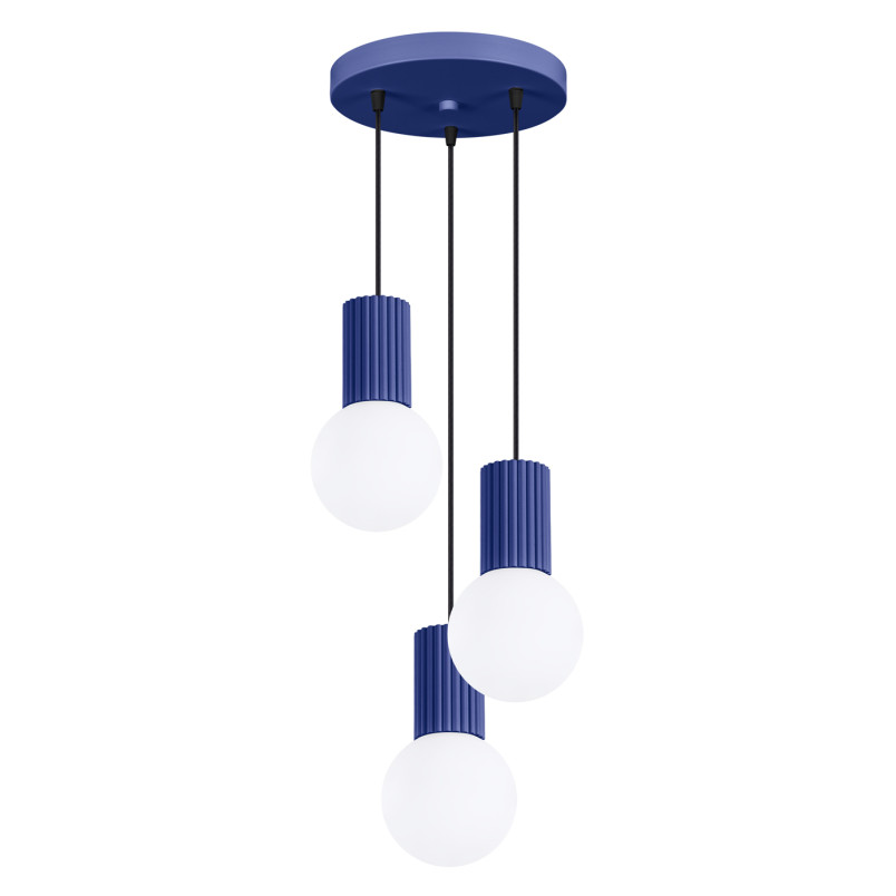 Lampa wisząca Halo Sollux | 3 punkty, szklane kule, biały/ultramaryna