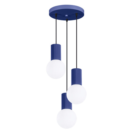 Lampa wisząca Halo Sollux | 3 punkty, szklane kule, biały/ultramaryna